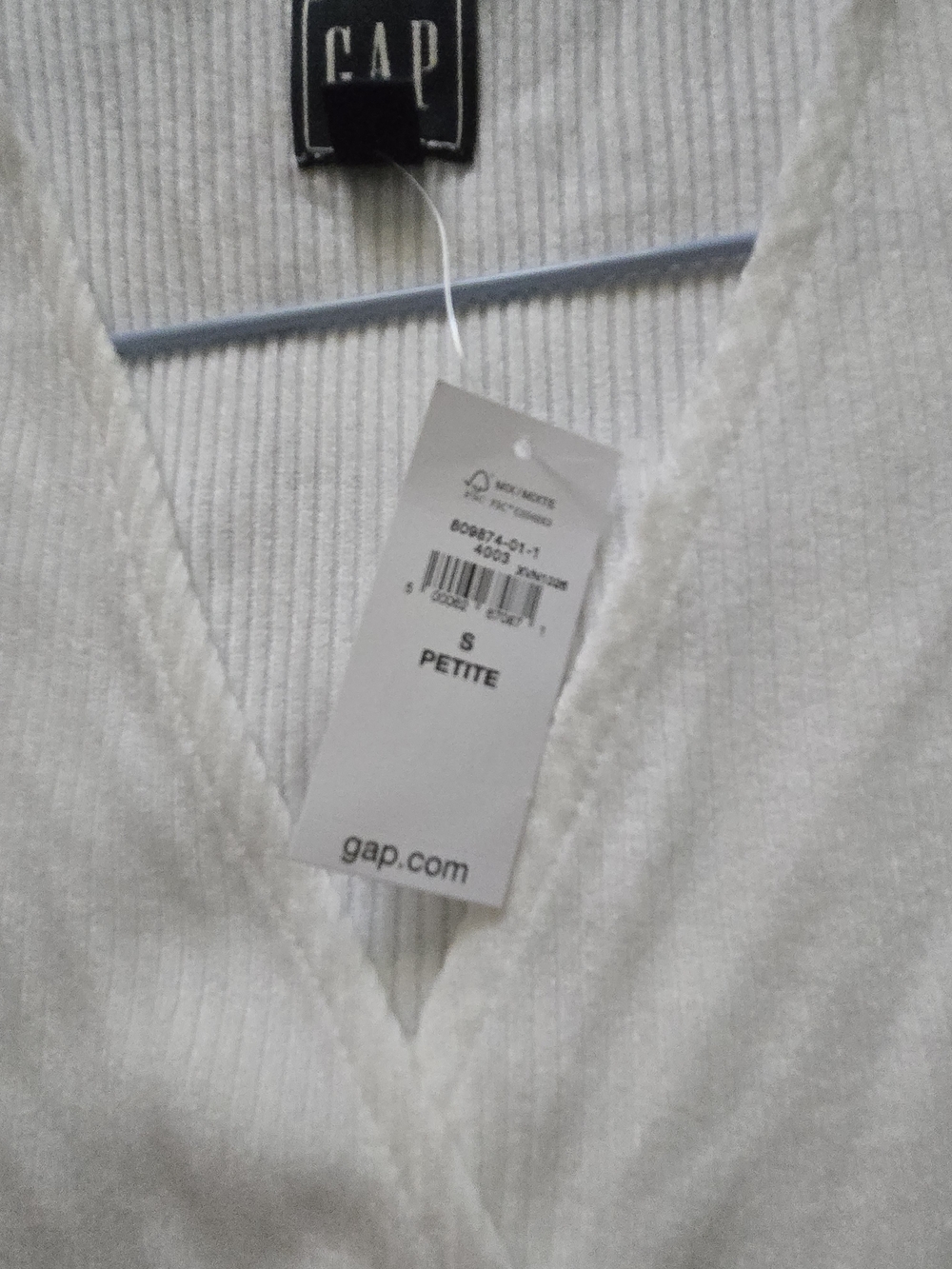 GAP White Ribbed Wrap-Front Tank - Picture 3 of 7